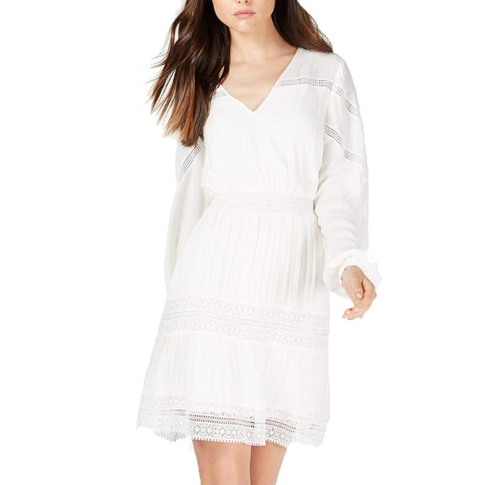 EUC GUESS Deana Crochet-Trim Peasant Dress - Large